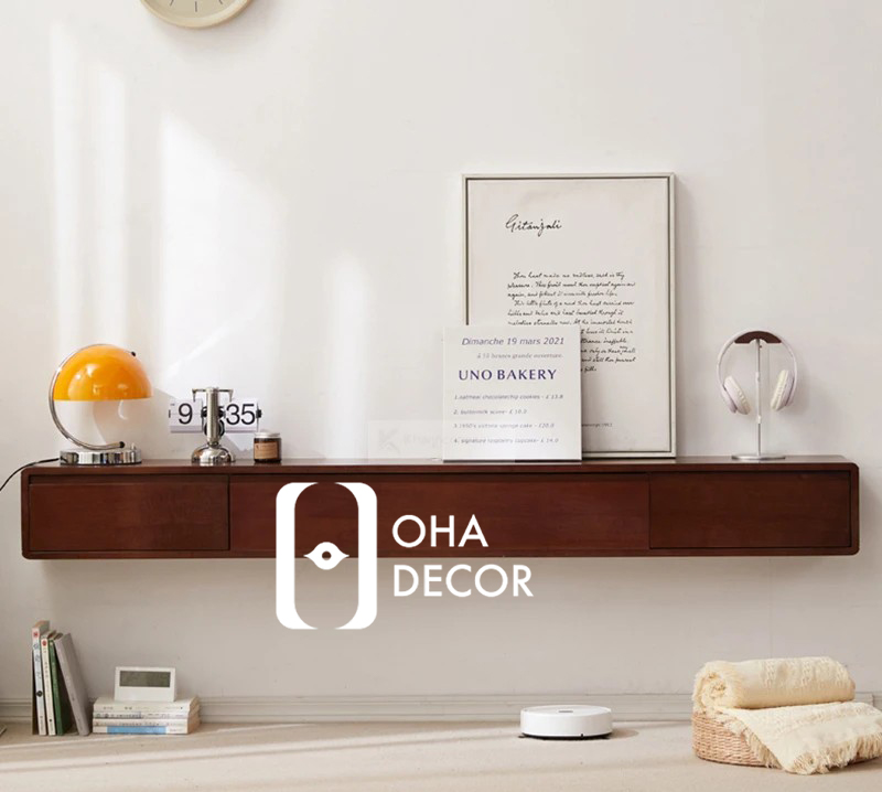 Kệ tivi gỗ treo tường