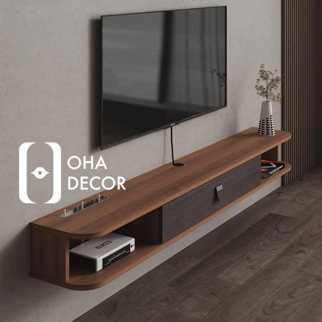 Kệ tivi gỗ treo tường