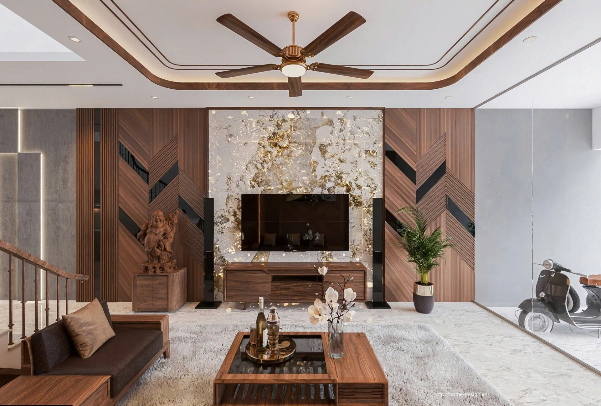 Kệ tivi sàn gỗ tự nhiên thiết kế ngăn kéo Đà Nẵng