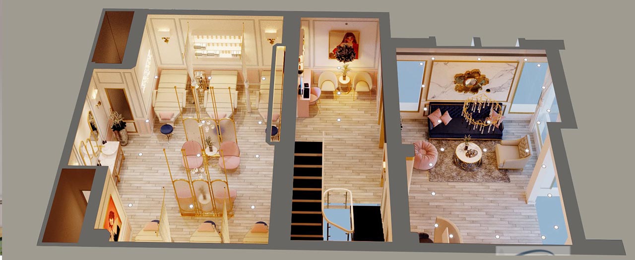 phối cảnh 3D thi công thiết kế spa đông y Hà Nội