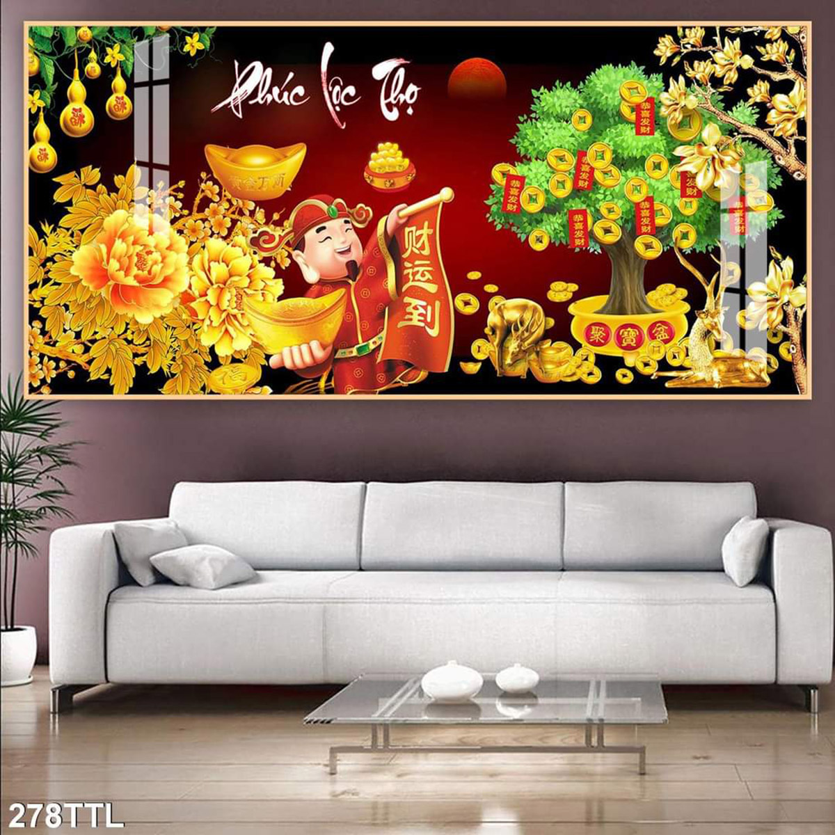 Tranh Tết Cùng Thần Tài Phúc Lộc Thọ Huế