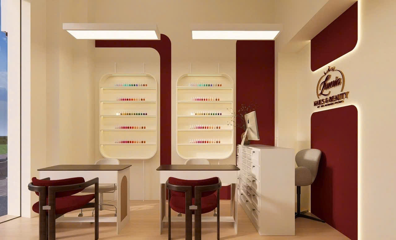 10 mẫu Thiết kế thi công Nails & Beauty tại Hà Nội đẹp 2 bố trí nội thất tiệm Nails và Beauty chuyên nghiệp tại Hà Nội
