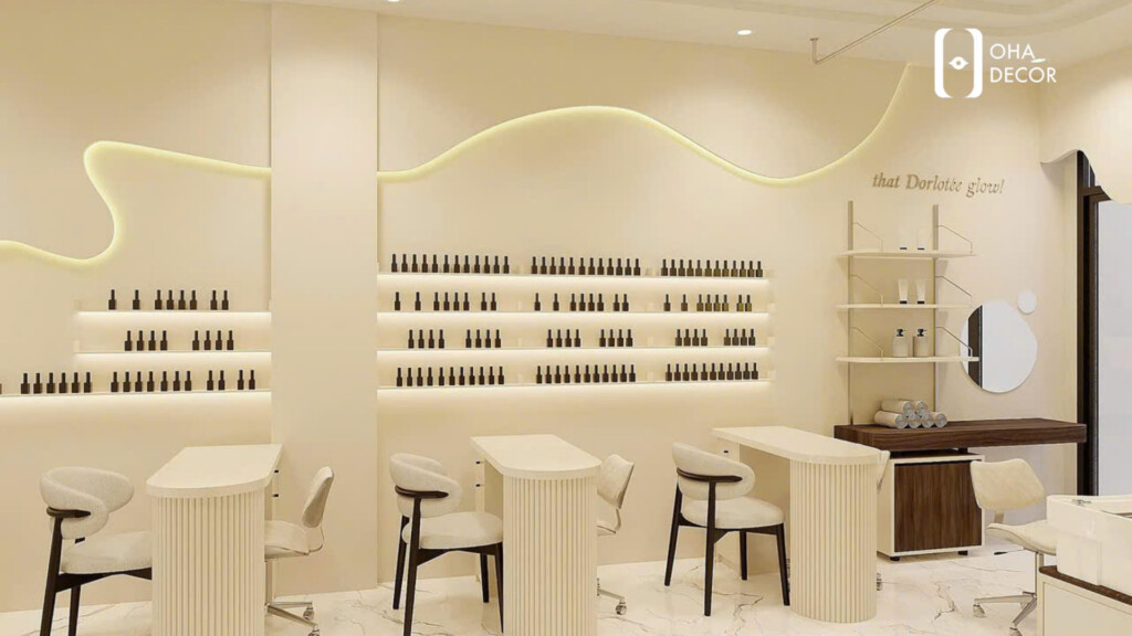 thiết kế thi công Nails Room tone kem HCM