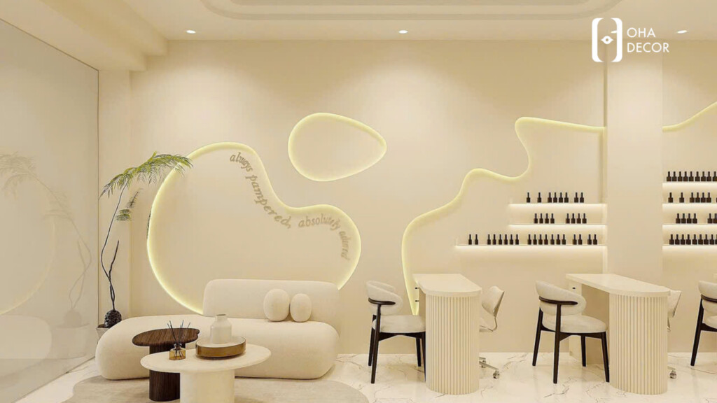 thiết kế thi công Nails Room tone kem HCM