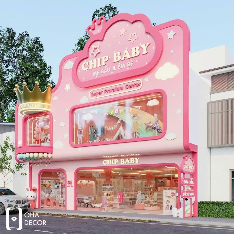 dự án thi công thiết kế cửa hàng mẹ và bé chip baby huế