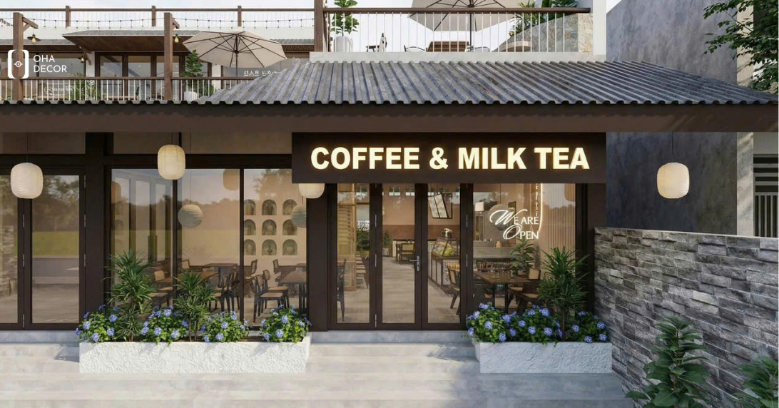 Dự án thi công thiết kế quán cafe trà sữa Huế – Không gian hiện đại và thu hút giới trẻ 1 thi công thiết kế quán cafe trà sữa Huế