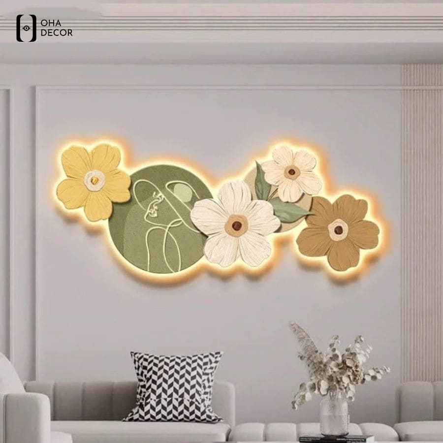 Tranh hoa 3d led tiệm nail với hiệu ứng đắp nổi 3D tinh tế tạo chiều sâu sống động