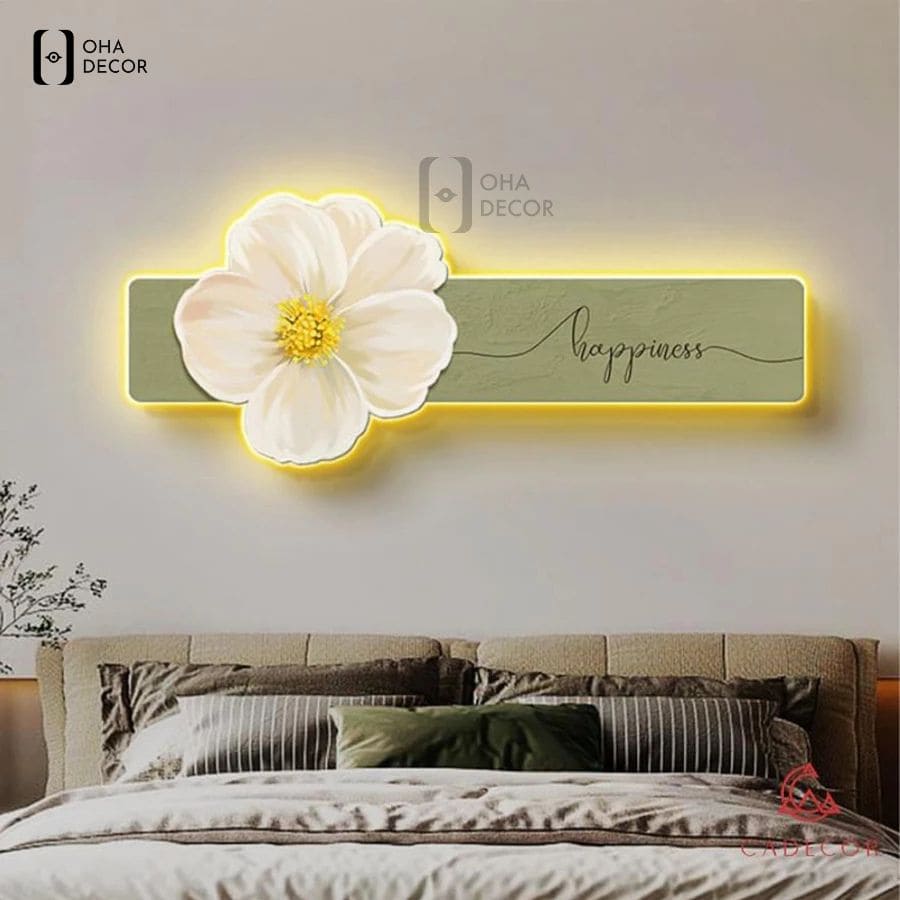 Tranh hoa 3d led tiệm nail hình hoa mộc lan thanh khiết mang lại cảm giác thư thái