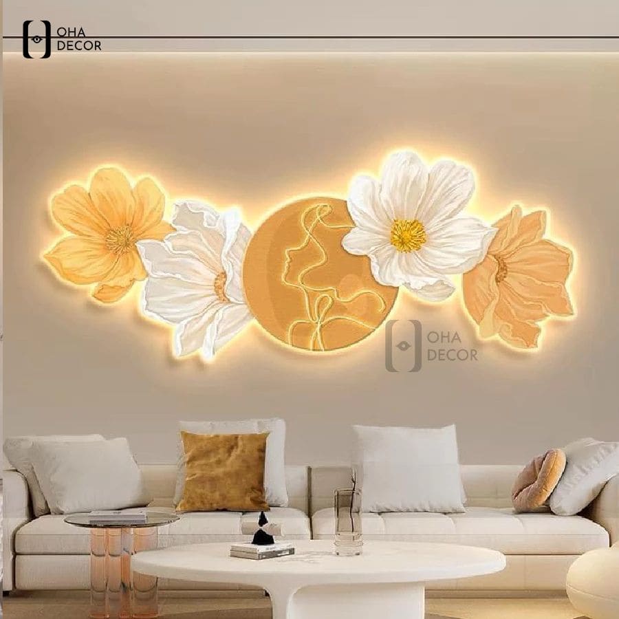 Chất liệu phôi cao cấp giúp Tranh hoa 3d led tiệm nail chống ẩm mốc và dễ dàng lau chùi