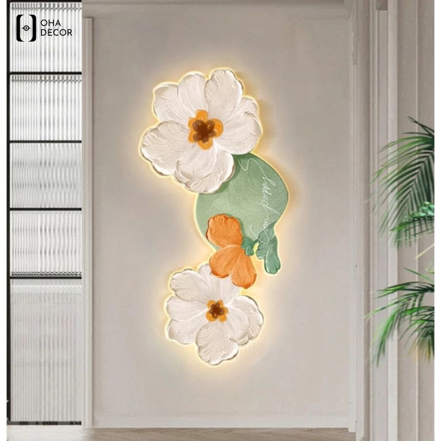 Mẫu tranh hoa 3d led tiệm nail nổi khối lung linh giúp thu hút khách hàng