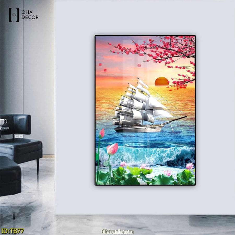 Xu hướng decor sang trọng với tranh tráng gương thuận buồm xuôi gió Tuyên Quang 2 Tranh tráng gương thuận buồm xuôi gió Tuyên Quang phối cảnh bình minh hoa đào