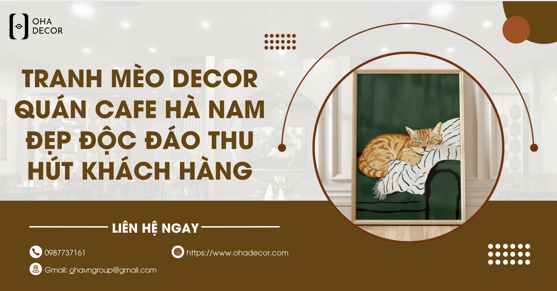 Tranh mèo decor quán cafe Hà Nam đẹp độc đáo thu hút khách hàng
