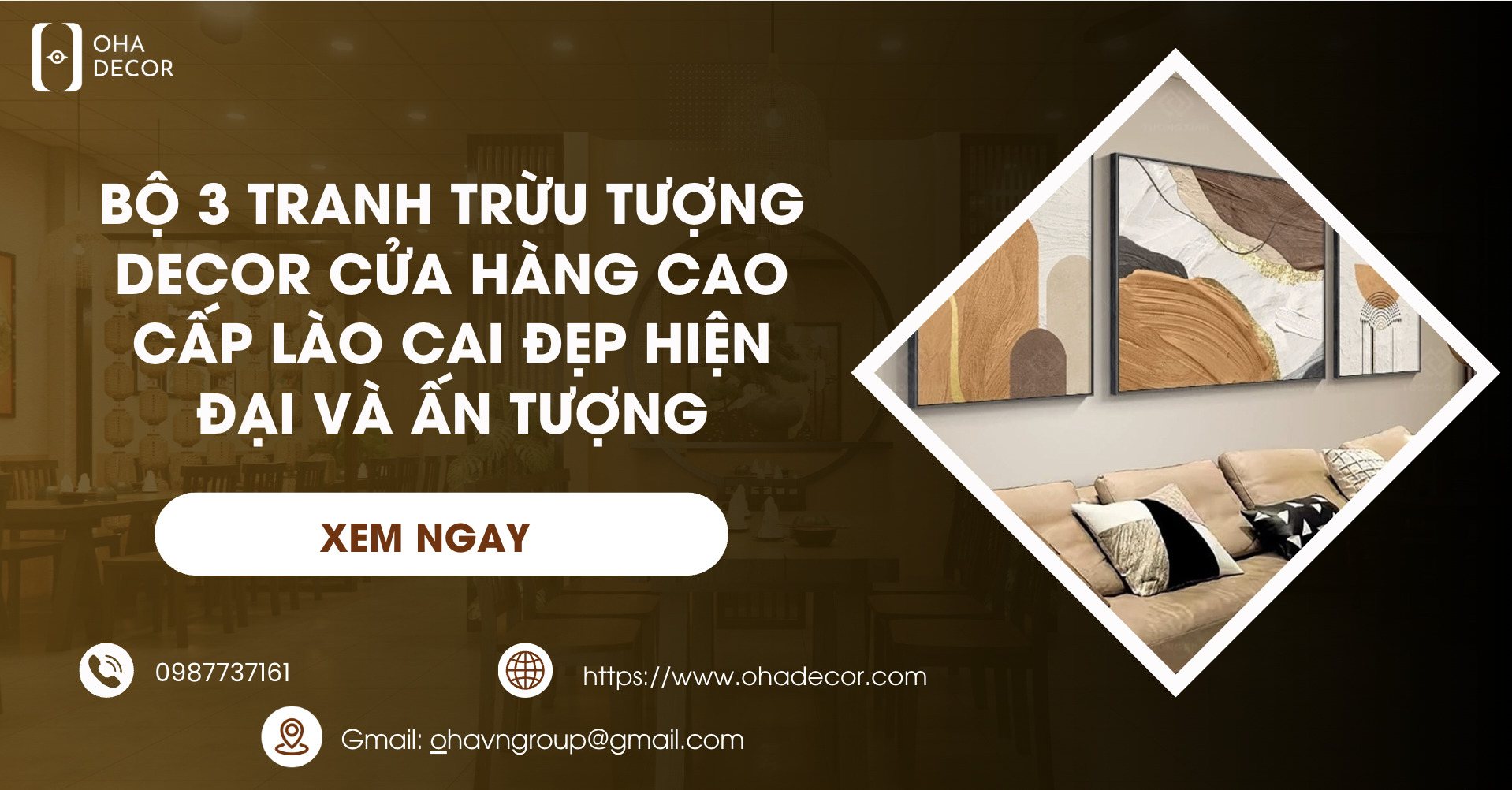Bộ 3 Tranh Trừu Tượng Decor Cửa Hàng Cao Cấp Lào Cai đẹp hiện đại và ấn tượng