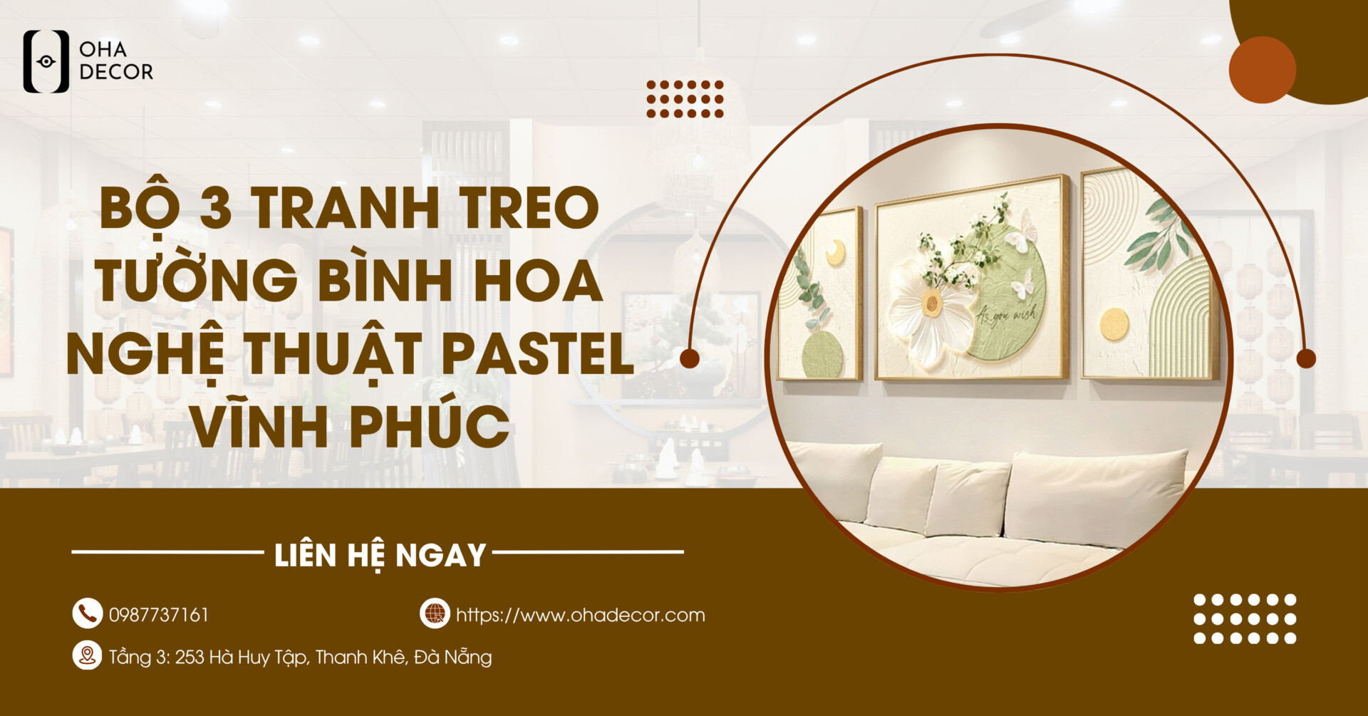Bộ 3 tranh treo tường bình hoa nghệ thuật pastel Vĩnh Phúc