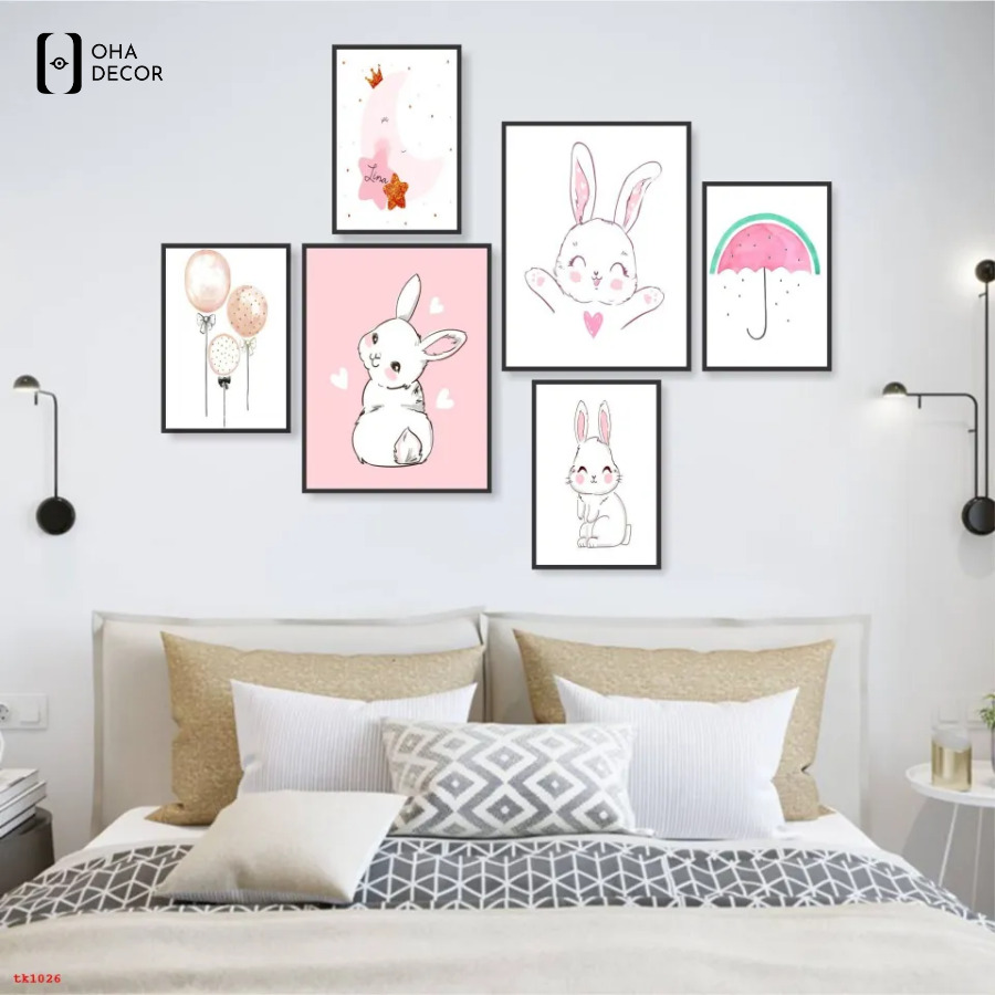 Bộ 6 tranh canvas decor phòng ngủ An Giang được nhiều gia đình yêu thích