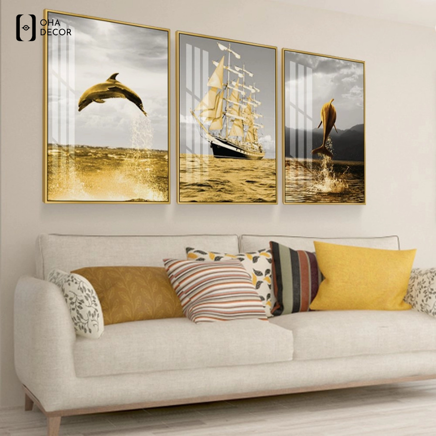 Bố trí bộ 3 tranh treo tường trang trí nhà Vĩnh Phúc đẹp và hài hòa