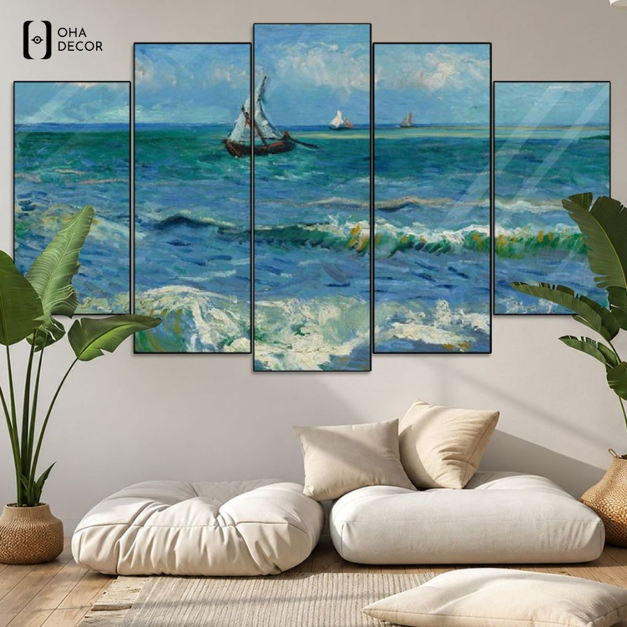 Chọn tranh tráng gương bộ 5 tấm biển phòng khách An Giang phù hợp với từng không gian