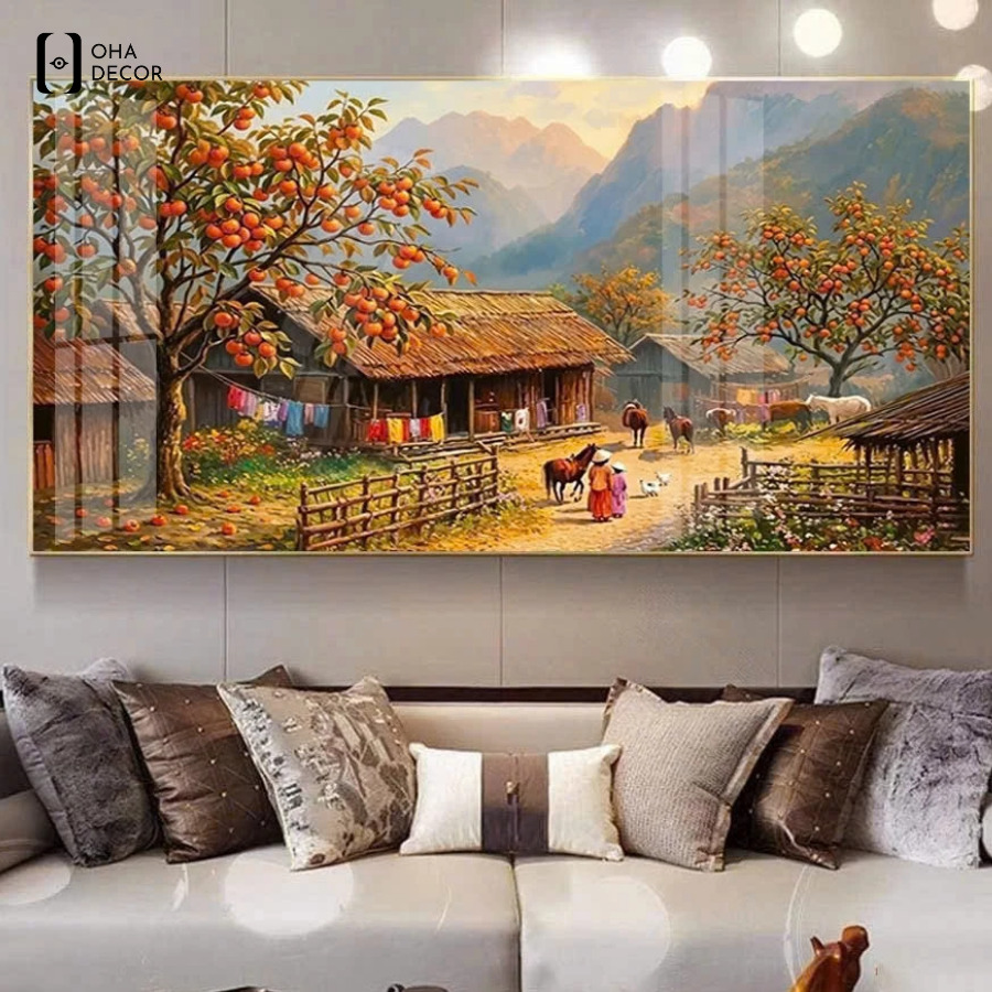 Gợi ý tranh tráng gương vùng cao Tây Bắc phòng khách Long An cho không gian hiện đại 3 Mẫu tranh tráng gương vùng cao Tây Bắc phòng khách Long An bản làng dân tộc