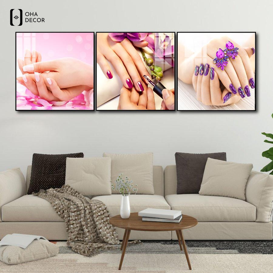 Mẫu tranh bộ 3 tấm cho tiệm nail Long An được yêu thích hiện na 2 Tranh bộ 3 tấm cho tiệm nail Long An tăng tính thẩm mỹ cho không gian