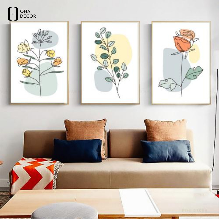 Tranh phòng khách tối giản Vĩnh Long trong không gian sống hiện đại