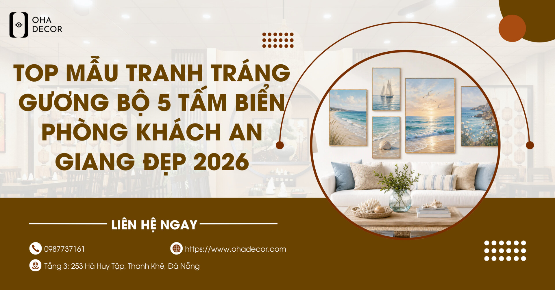Tranh tráng gương bộ 5 tấm biển phòng khách An Giang