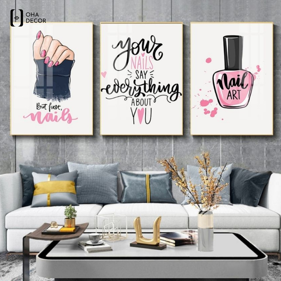 Mẫu tranh bộ 3 tấm cho tiệm nail Long An được yêu thích hiện na 1 Xu hướng sử dụng tranh bộ 3 tấm cho tiệm nail Long An hiện nay