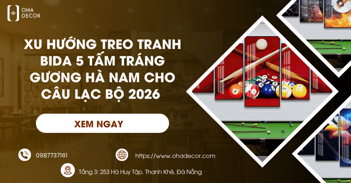 Tranh bida 5 tấm tráng gương Hà Nam