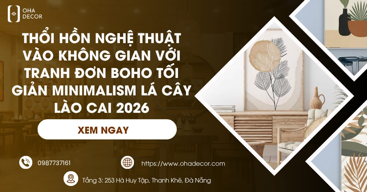 Tranh đơn BOHO Tối Giản Minimalism Lá Cây Lào Cai