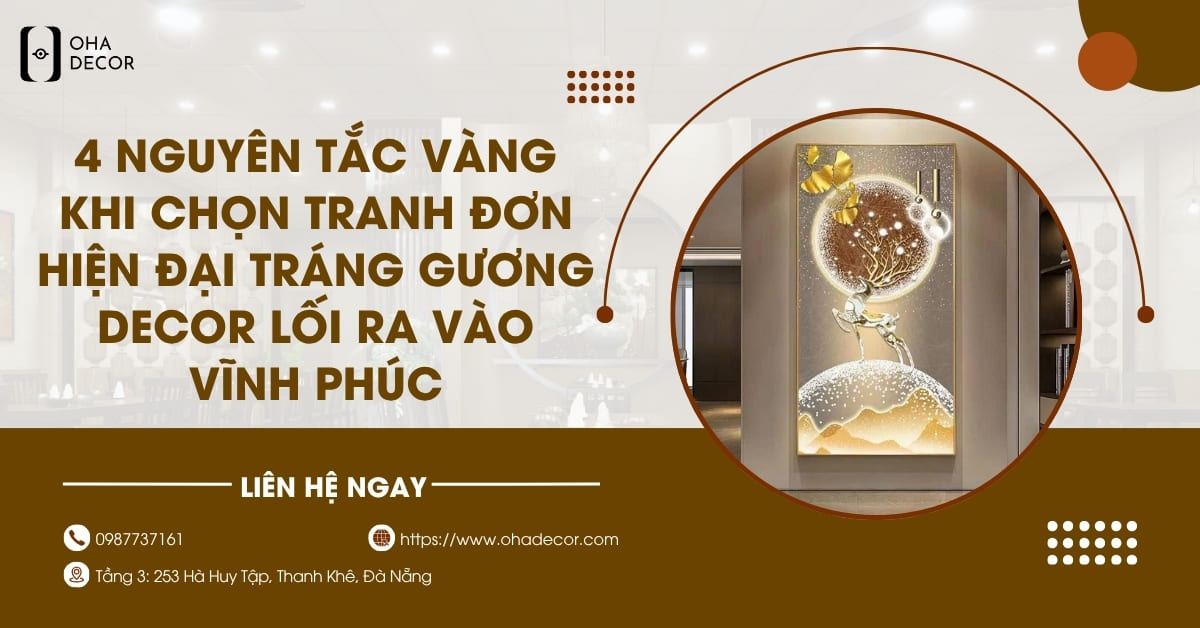 Tranh Đơn Hiện Đại Tráng Gương Decor Lối Ra Vào
