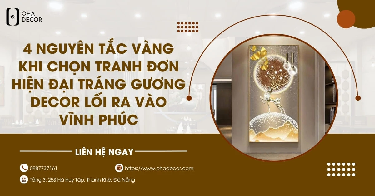 Tranh Đơn Hiện Đại Tráng Gương Decor Lối Ra Vào