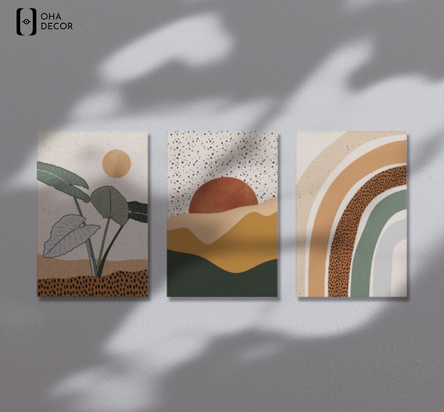 Bộ 3 Tranh Canvas Boho Minimalism Lào Cai đẹp hiện đại cho không gian sống 1 Bộ 3 Tranh Canvas Boho Minimalism Lào Cai đẹp hiện đại cho không gian sống