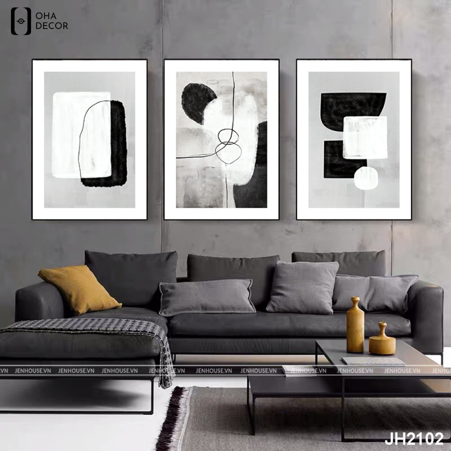 Bộ 3 tranh canvas trừu tượng tối giản Lào Cai đẹp hiện đại cho không gian sống 1 Bộ 3 tranh canvas trừu tượng tối giản Lào Cai
