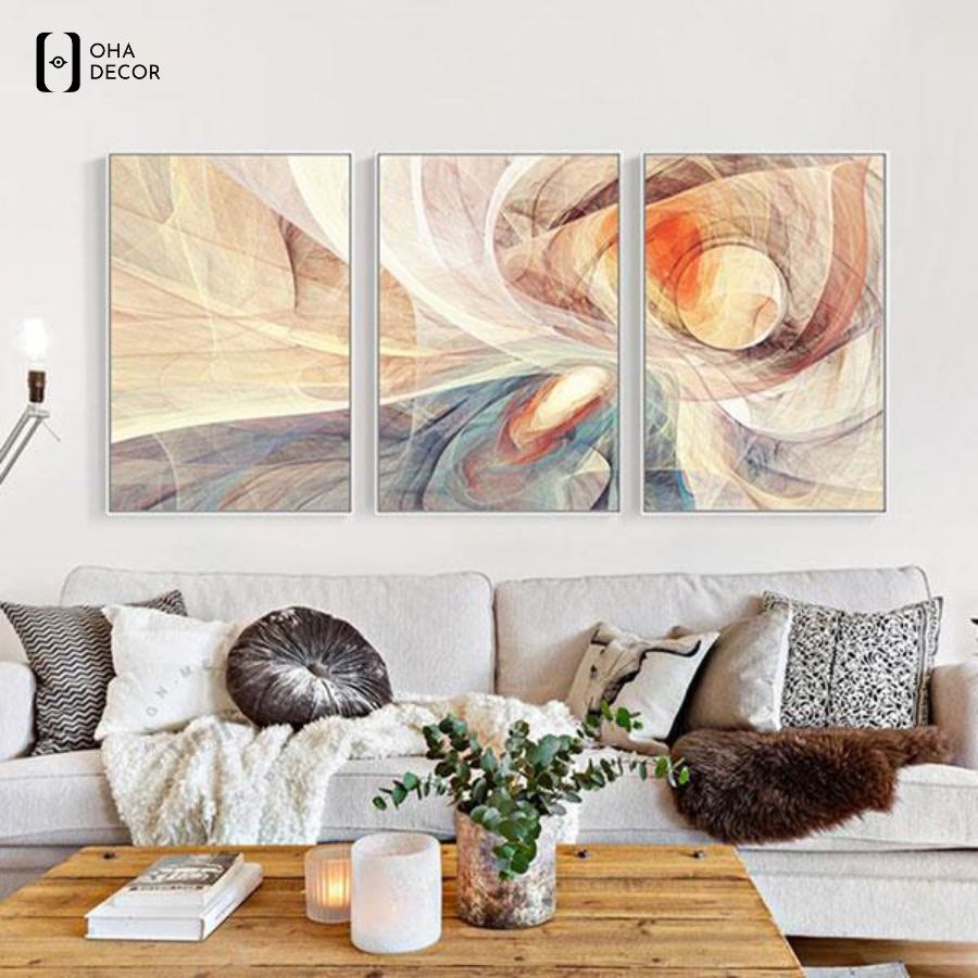 Bộ 3 tranh canvas trừu tượng tối giản Lào Cai đẹp hiện đại cho không gian sống 3 Bộ 3 tranh canvas trừu tượng tối giản Lào Cai