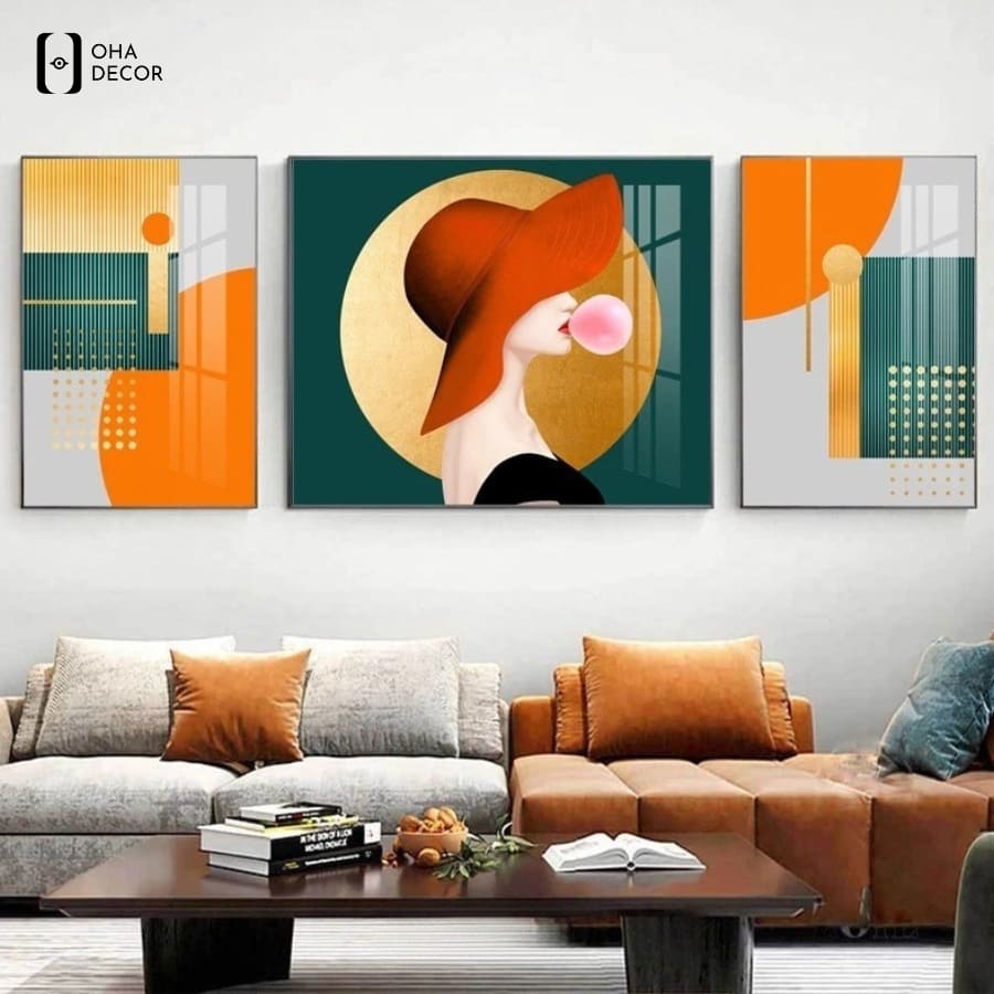 Bộ 3 Tranh Cô Gái Hiện Đại Phòng Khách Lào Cai Nâng Tầm Đẳng Cấp Không Gian Sống 4 Độ bền màu sắc thách thức thời gian với bức họa cô gái thổi bong bóng trong bộ 3 tranh cô gái hiện đại phòng khách Lào Cai