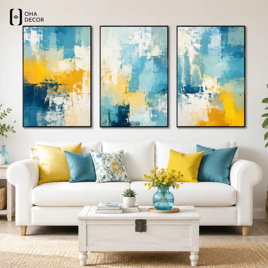Đột Phá Kiến Trúc Với Bộ 3 Tranh Treo Tường Canvas Trừu Tượng Lào Cai 1 Bộ 3 Tranh Treo Tường Canvas Trừu Tượng Lào Cai sang trọng cho phòng khách hiện đại