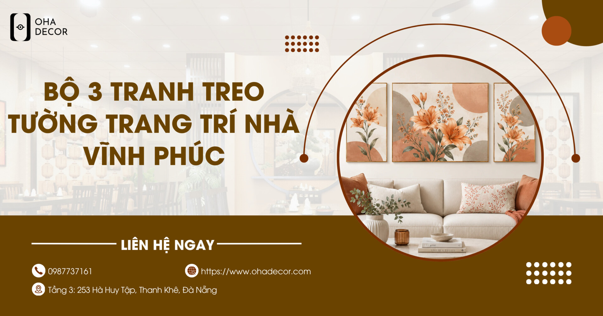 Bộ 3 tranh treo tường trang trí nhà Vĩnh Phúc