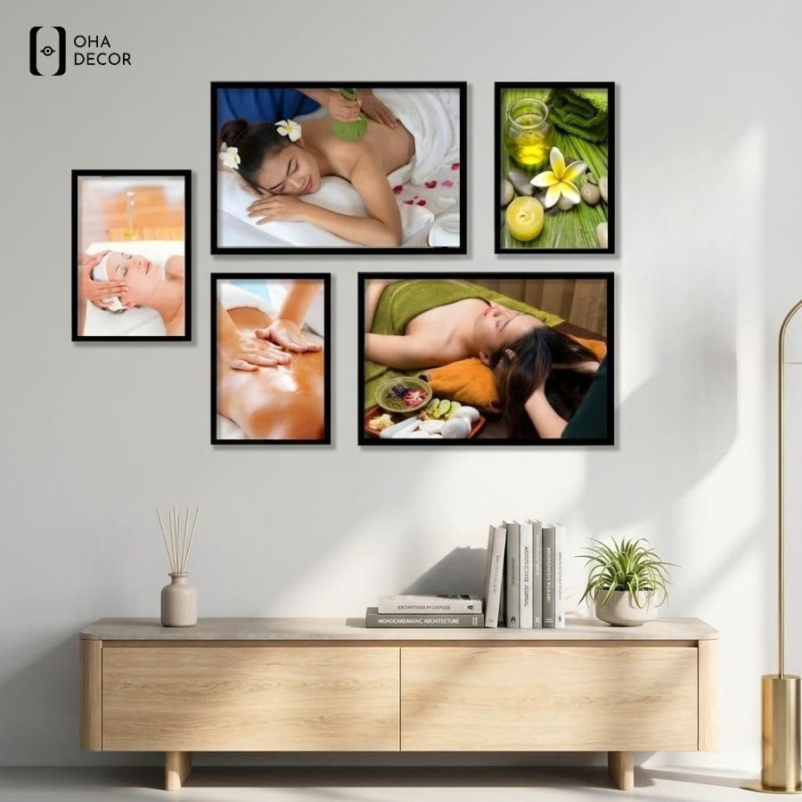 6 Mẫu bộ tranh phong cách hiện đại decor spa Lào Cai nâng tầm đẳng cấp thương hiệu 5 Bày trí bộ tranh phong cách hiện đại decor spa Lào Cai đúng vị trí kết hợp cùng ánh sáng giúp không gian thêm cân đối, chuyên nghiệp