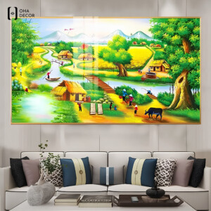 Mua tranh đồng quê tráng gương phòng khách Long An uy tín tại Oha Decor