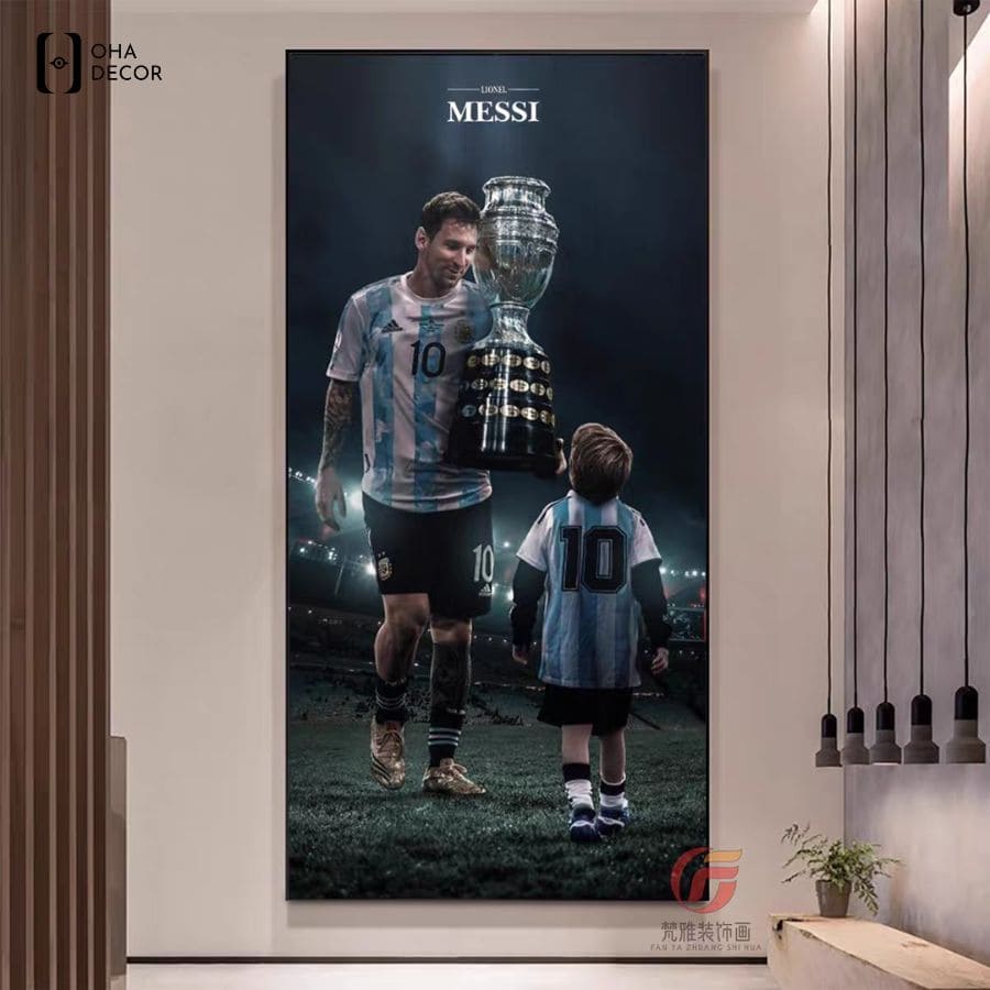 Tranh bóng đá tráng gương Messi Hà Nam mang 7 siêu phẩm rực lửa đến ngôi nhà bạn 7 Tranh bóng đá tráng gương Messi Hà Nam trong màu áo sọc xanh trắng được chế tác tinh xảo tại Oha Decor