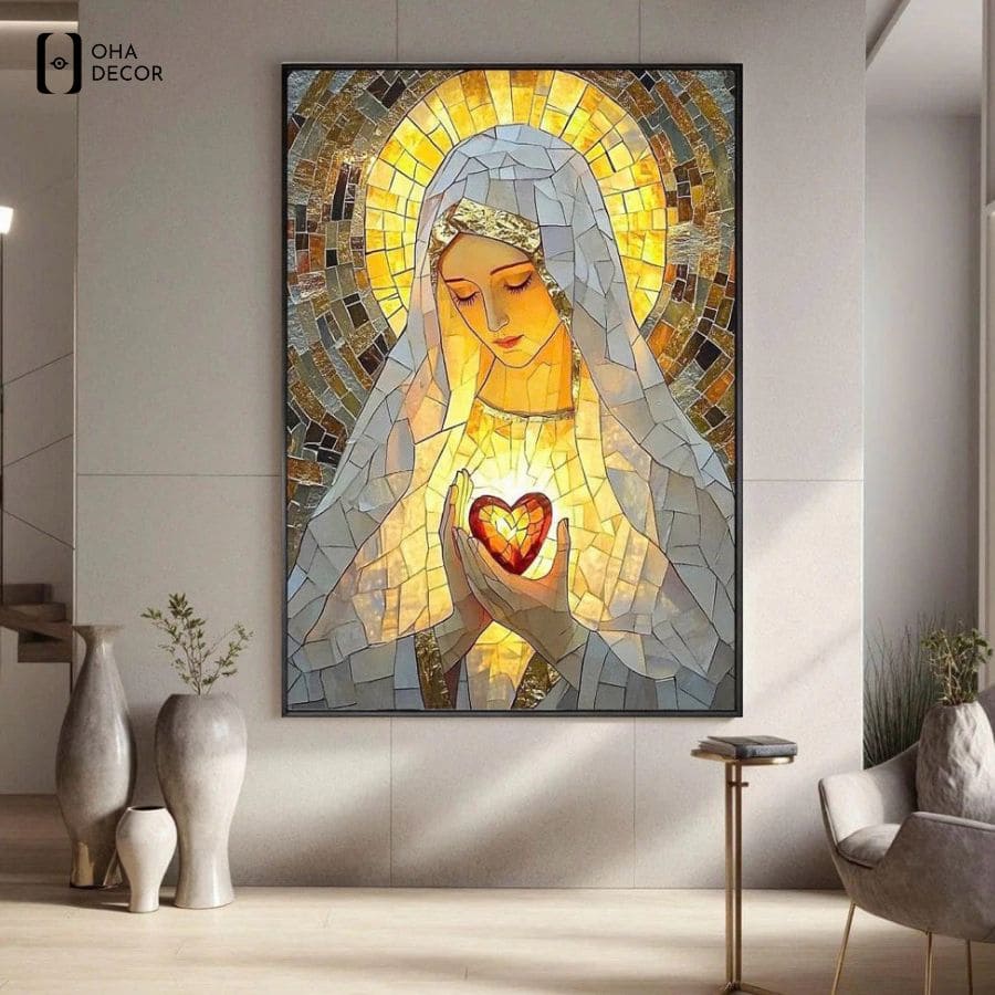 Thắp sáng thánh đường với các mẫu tranh công giáo tráng gương cho nhà thờ đẹp tại Tuyên Quang 3 Dòng tranh công giáo tráng gương cho nhà thờ đẹp sở hữu độ bền màu hàng chục năm, hoàn toàn không lo ẩm mốc trước thời tiết khắc nghiệt