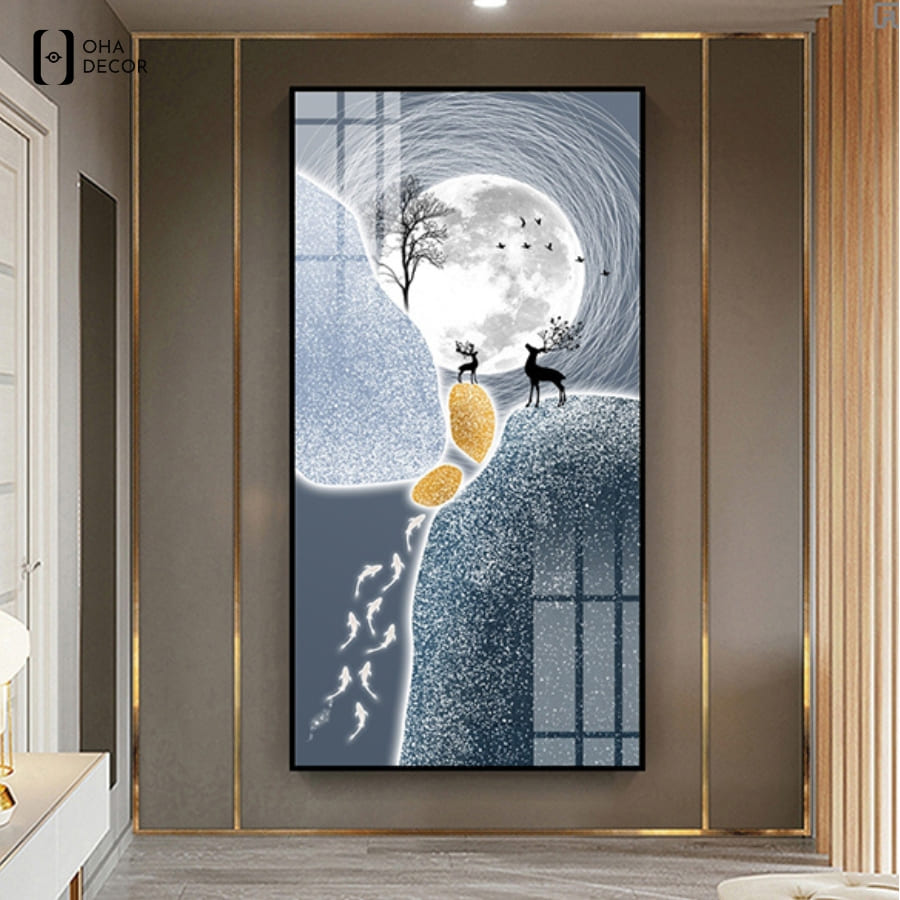 Ánh sáng phù hợp giúp bức tranh đơn hiện đại tráng gương decor lối ra vào Vĩnh Phúc hiển thị màu sắc trung thực và nổi bật hơn
