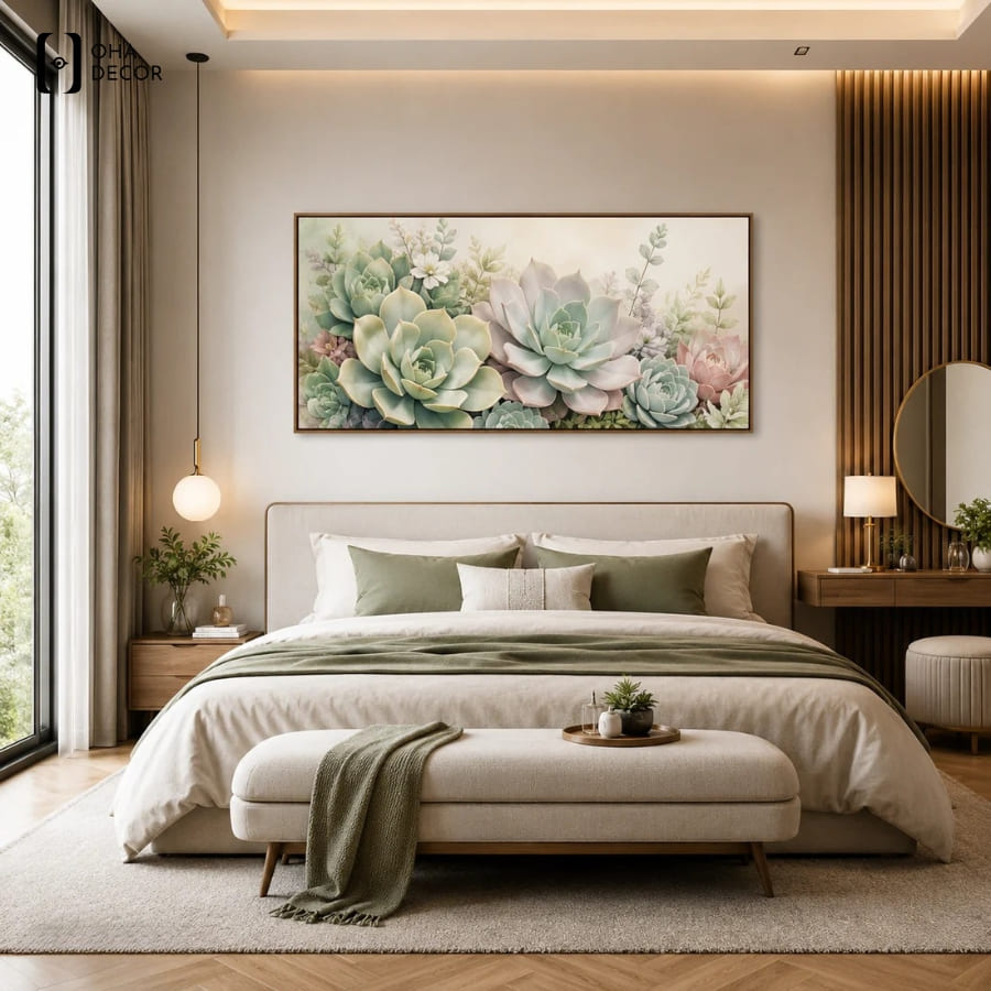 Mẫu tranh đơn nghệ thuật cho phòng ngủ tráng gương vĩnh phúc giúp điều hòa thị giác