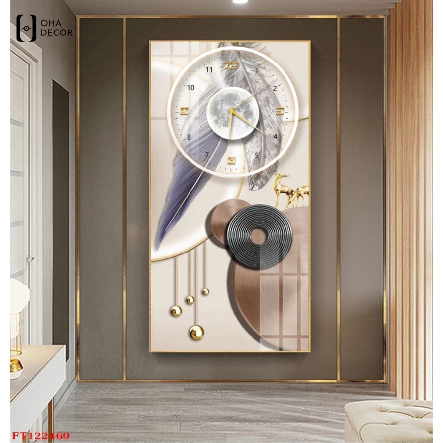 7 mẫu tranh đồng hồ tròn lồng ghép cực sang tại Tuyên Quang 2 Tranh đồng hồ tròn lồng ghép với nghệ thuật sắp đặt đa tầng và cấu trúc hình học xếp lớp