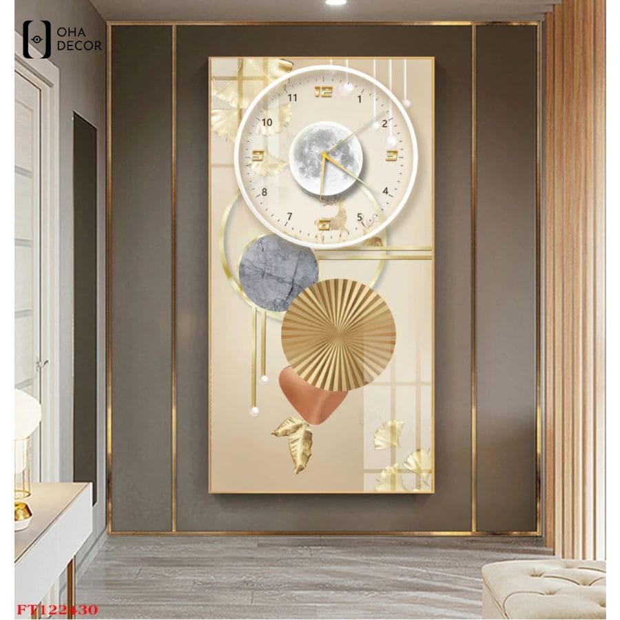 7 mẫu tranh đồng hồ tròn lồng ghép cực sang tại Tuyên Quang 4 Thiết kế dáng đứng của tranh đồng hồ tròn lồng ghép giúp tối ưu diện tích cho các góc tường hẹp, hành lang
