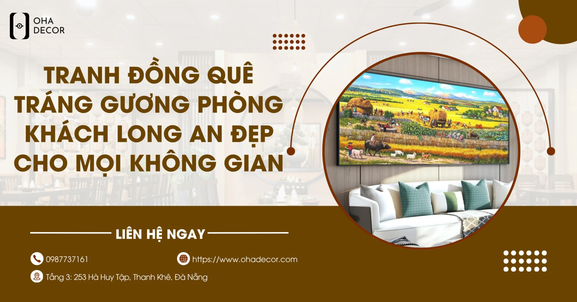 Tranh đồng quê tráng gương phòng khách Long An