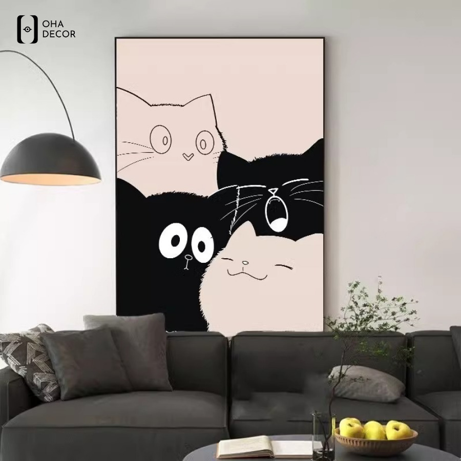 Tranh mèo decor quán cafe Hà Nam đẹp độc đáo thu hút khách hàng