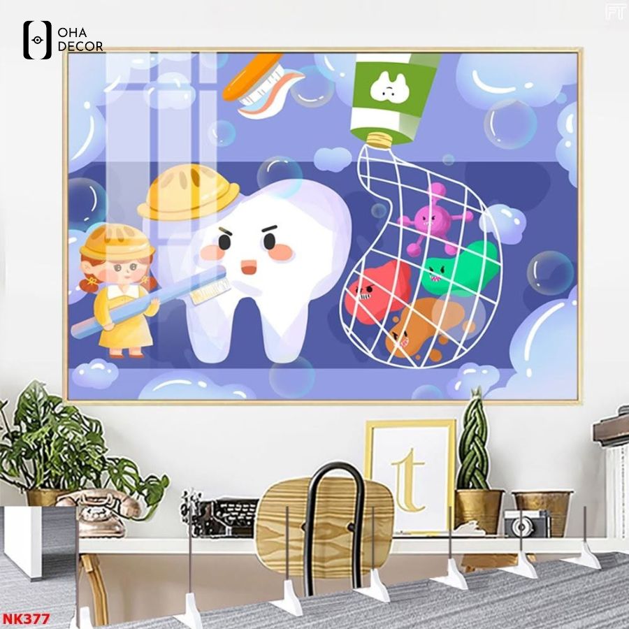 Tranh nha khoa dễ thương Tuyên Quang cho phòng khám đẹp 2026 5 Tranh nha khoa dễ thương Tuyên Quang sở hữu độ phân giải cao sắc nét đem lại sự chỉn chu và chuyên nghiệp