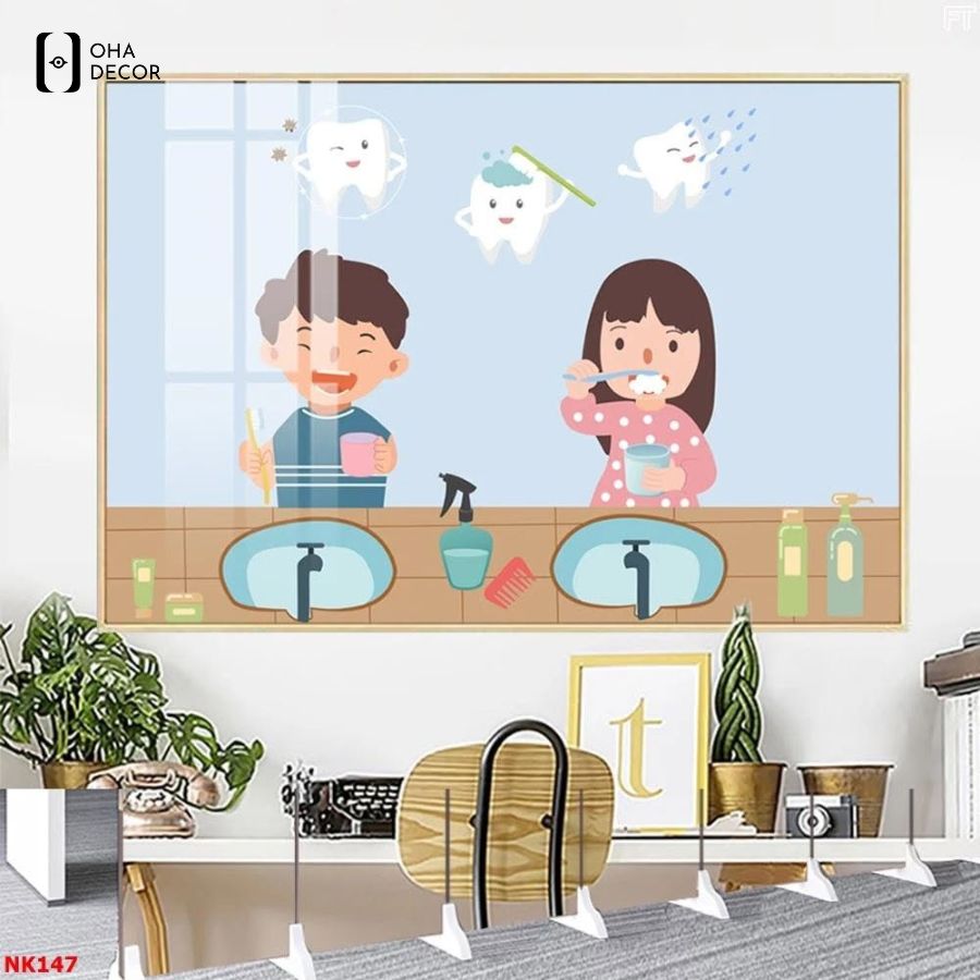 Tranh nha khoa dễ thương Tuyên Quang cho phòng khám đẹp 2026 6 Oha Decor chuyên cung cấp dòng tranh nha khoa dễ thương Tuyên Quang tráng gương cao cấp