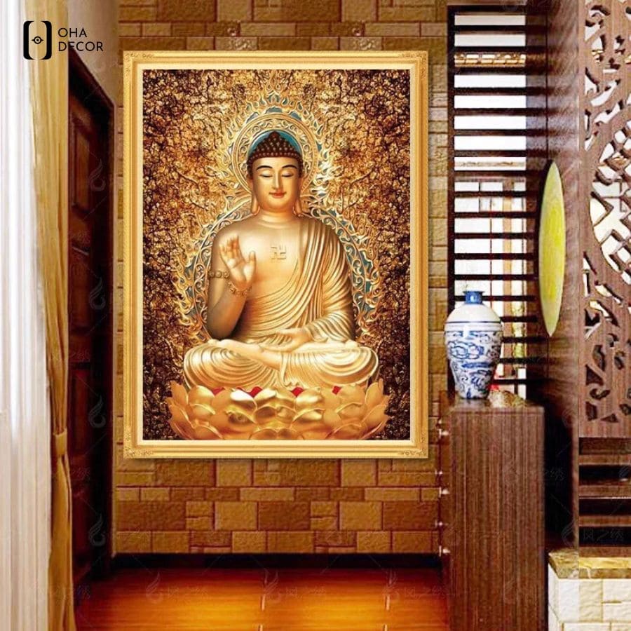 Tranh phật cổ xưa tráng gương phòng thờ giúp tụ khí tốt và thu hút năng lượng tích cực cho ngôi nhà