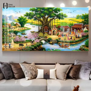 Trang phong cách đồng quê Long An phù hợp với phòng khách